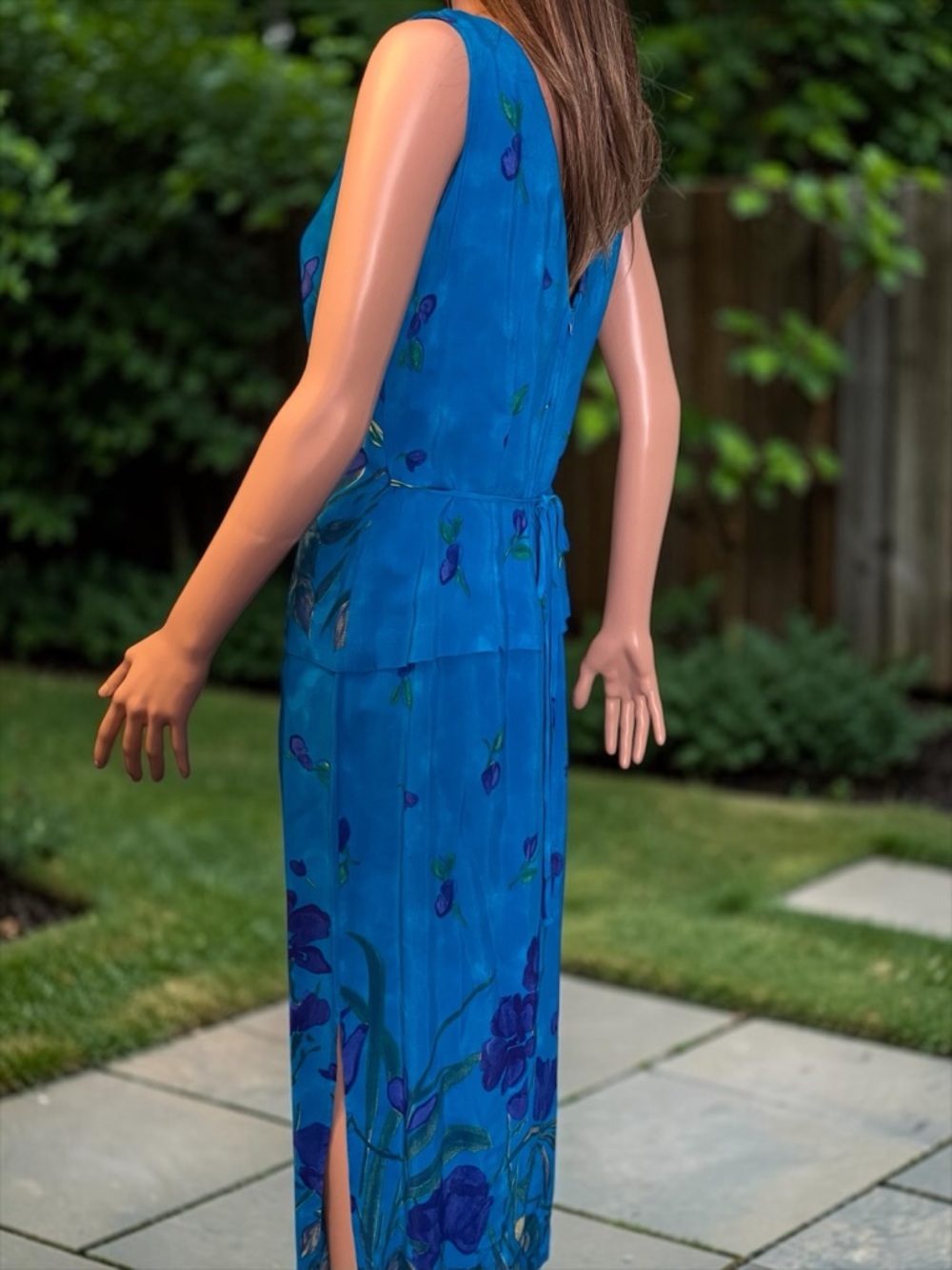 Dress Barn Blue Floral Maxi Dress Size 6 Boho Layered Look Rayon - Picture 7 of 10